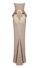 Brandina Satin Strapless Mermaid Maxi Dress In Beige