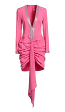 Vergene Strass Embellished Ruched Mini Dress In Pink