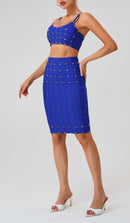 Onami Studded Strap Sleeveless Two Piece Set In Blue
