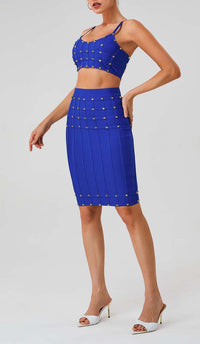 Onami Studded Strap Sleeveless Two Piece Set In Blue