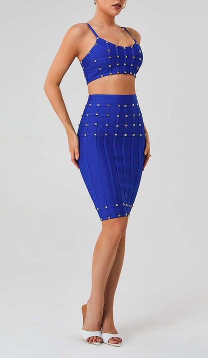 Onami Studded Strap Sleeveless Two Piece Set In Blue