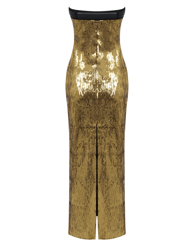Wrynn Sequined Beaded Belt Midi Dress