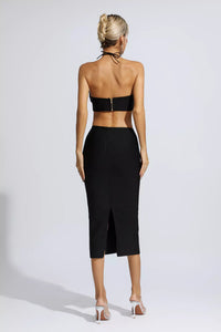 Vlafa Floral Cutout Midi Dress In Black