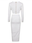 Charlotte V Neck Long Sleeve Bandage Set In White