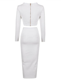 Charlotte V Neck Long Sleeve Bandage Set In White