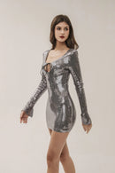 Ziriy Silver Mini Sequin Dress