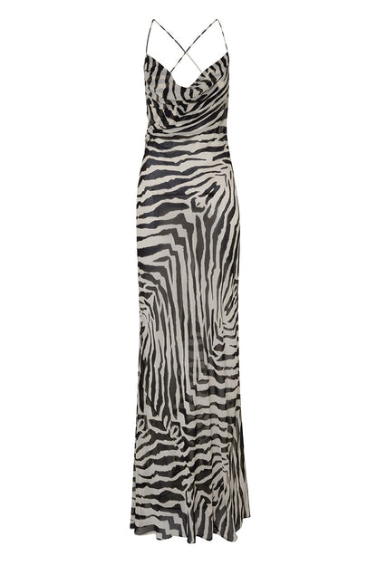 Tieghan Zebra Printed Maxi Dress