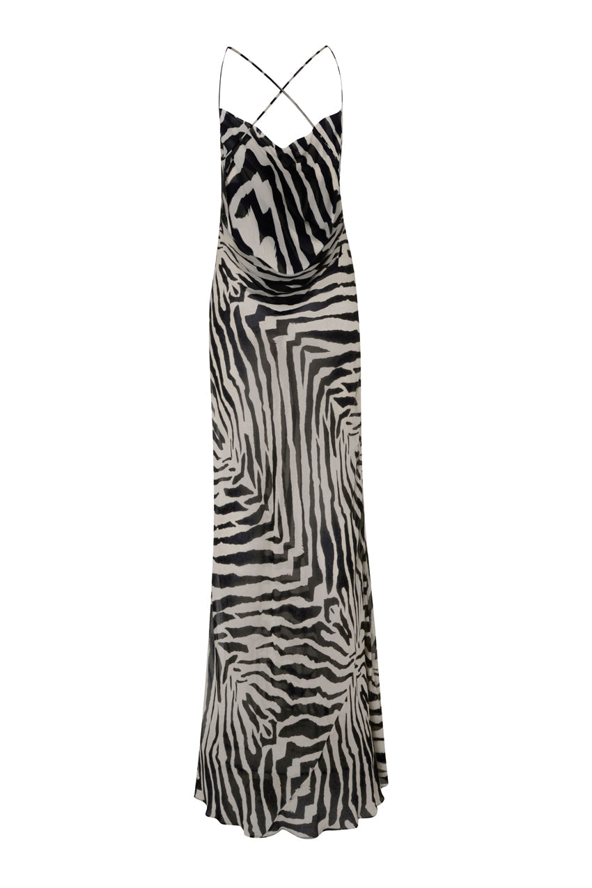 Tieghan Zebra Printed Maxi Dress