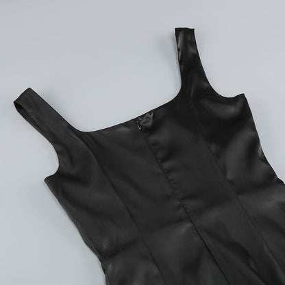 Nauova High-Low Hemline Dress In Black