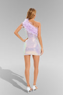 Flossie Purple Feather Sequin Mini Dress
