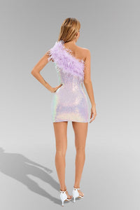 Flossie Purple Feather Sequin Mini Dress