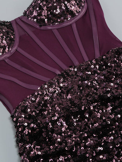 Montigo Sequin Corset Midi Dress In Wine