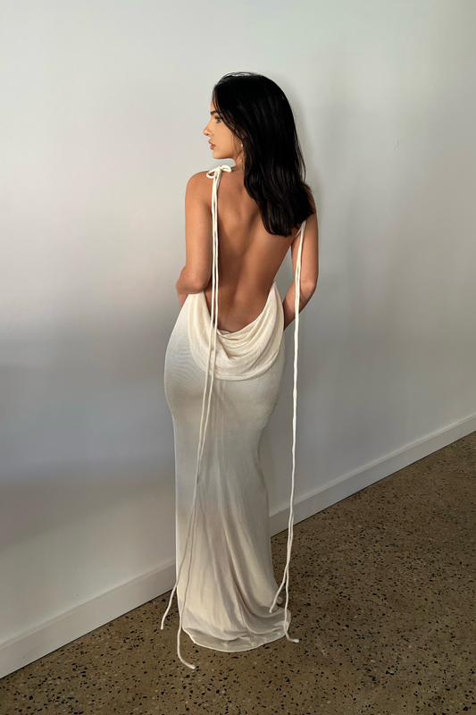 Sagia Backless Maxi Dress In White