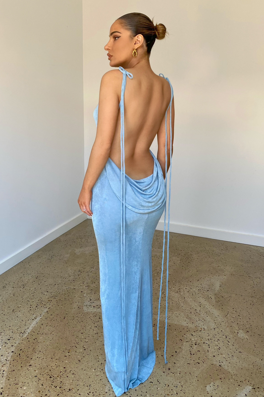 Sagia Backless Maxi Dress In Blue