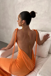 Sagia Backless Maxi Dress In Orange