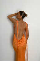 Sagia Backless Maxi Dress In Orange
