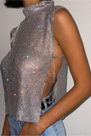 Nava Split Chain Chainmail Top In Silver