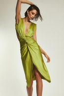 Magen Plunge Backless Split Midi Dress