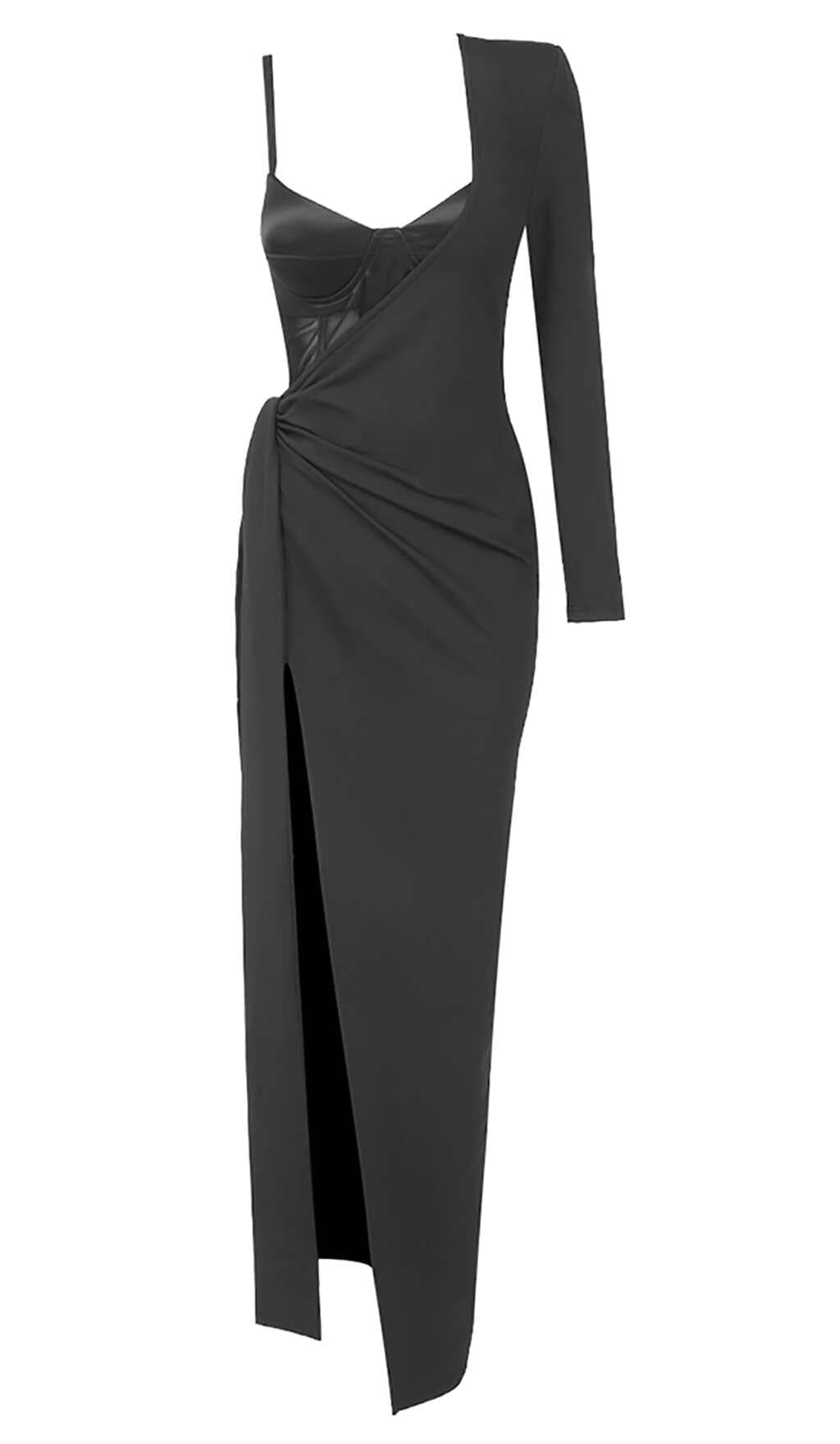 Muriel Bandage Corset Look Maxi Dress In Black – Night Novas