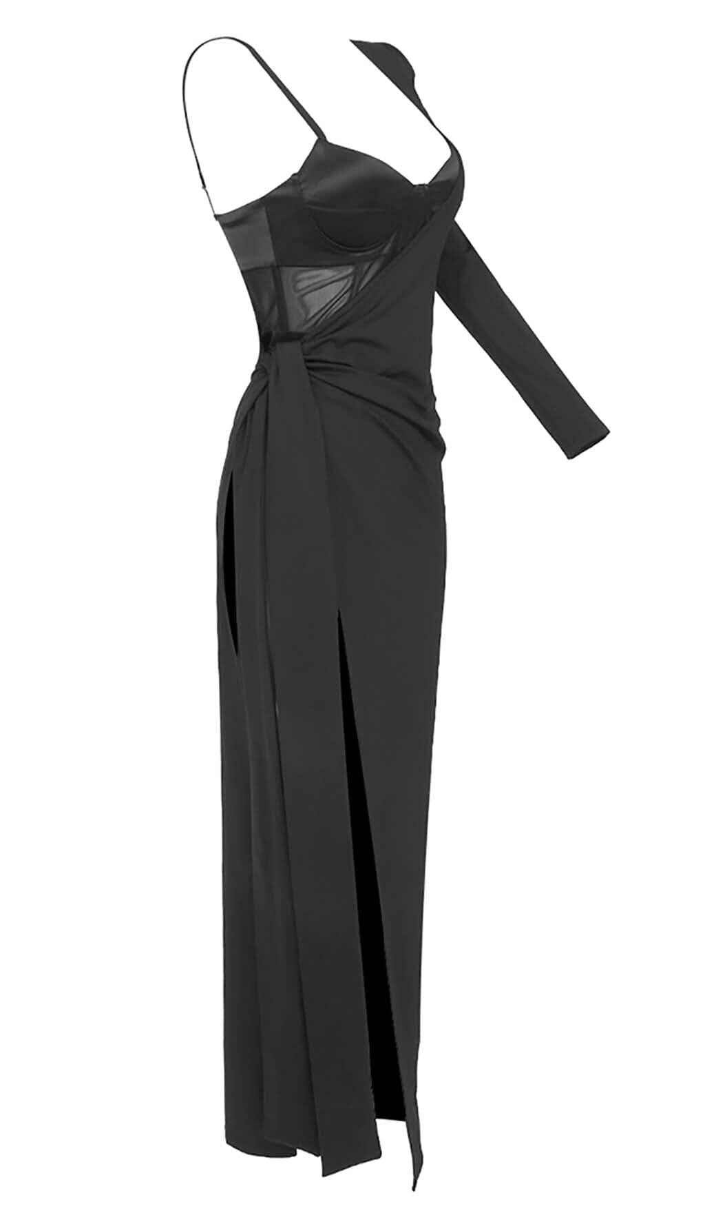 Muriel Bandage Corset Look Maxi Dress In Black