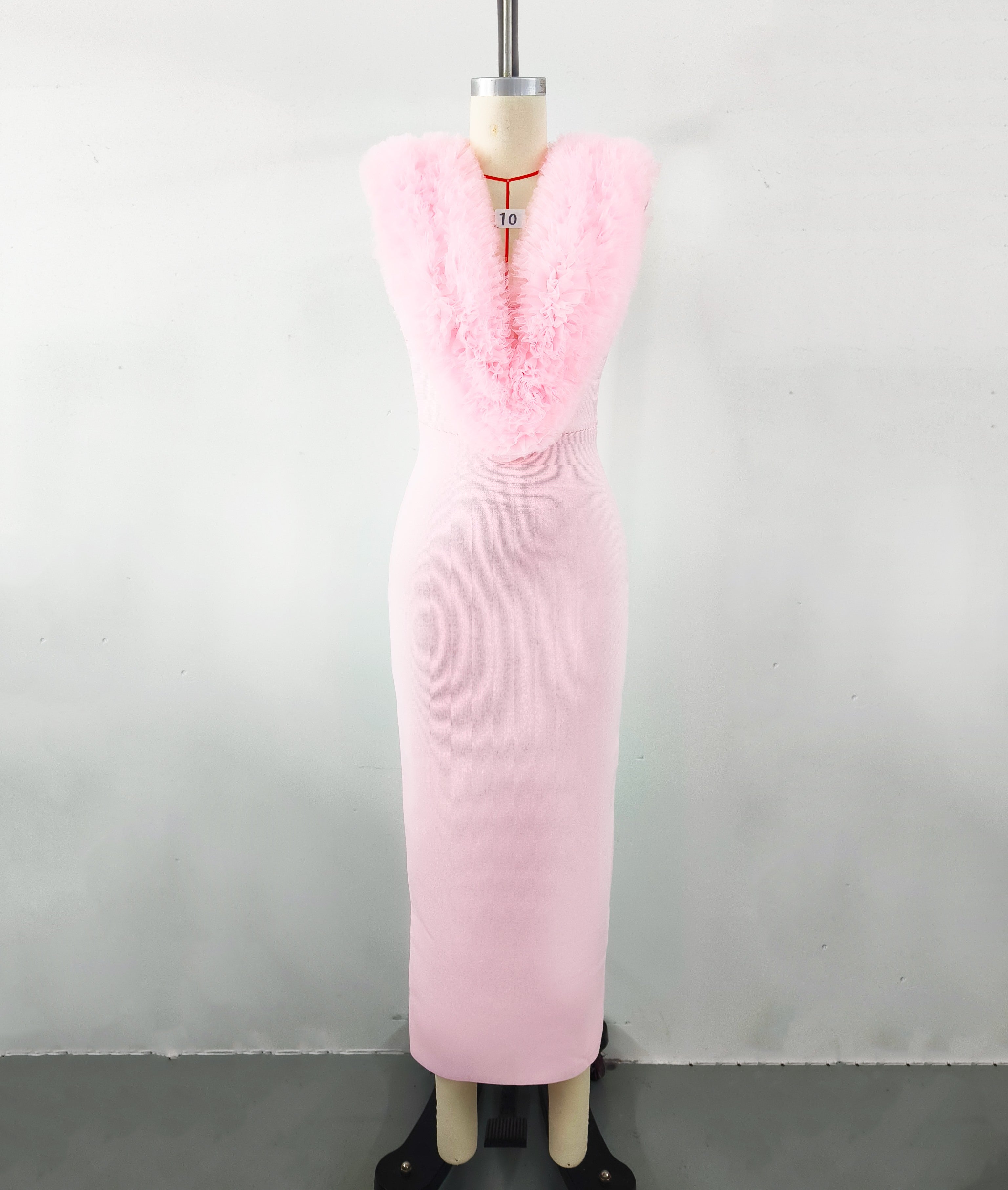 Mauris Sleeveless Faux Fur Midi Dress In Pink
