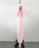 Mauris Sleeveless Faux Fur Midi Dress In Pink