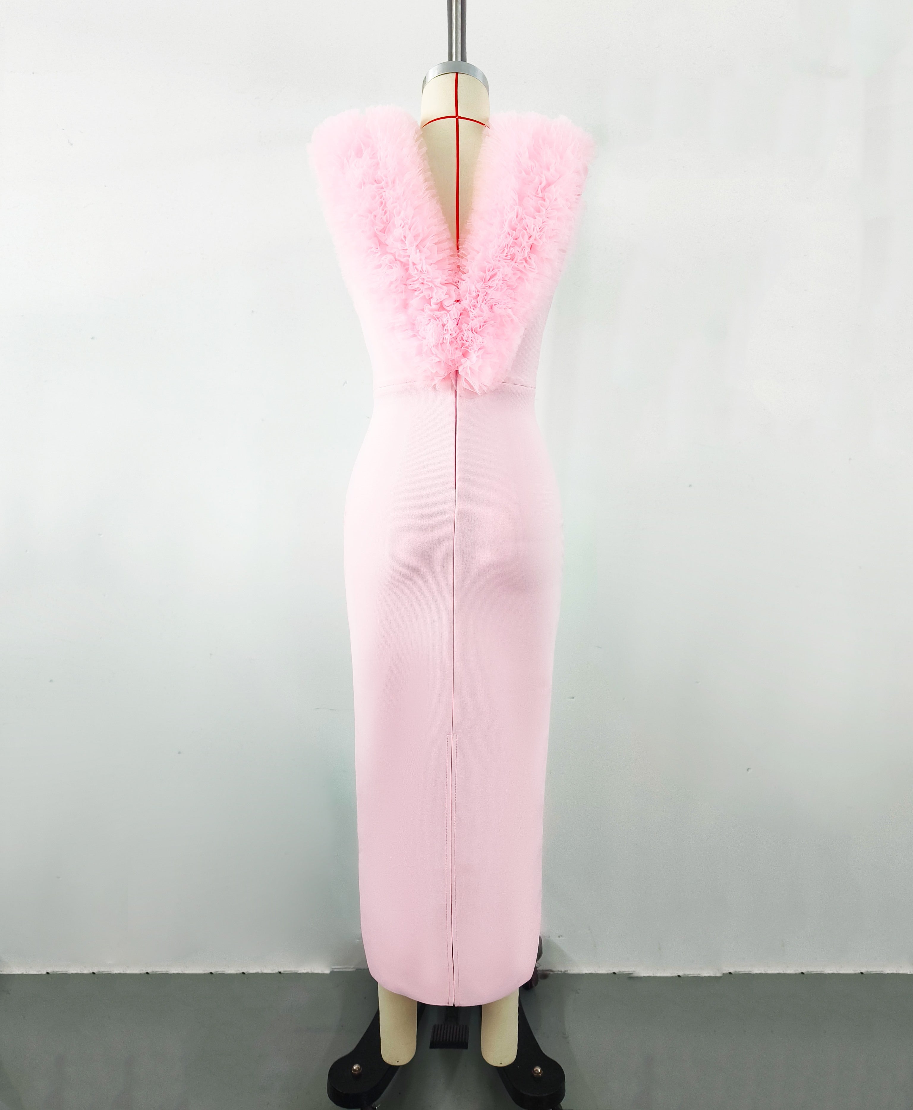 Mauris Sleeveless Faux Fur Midi Dress In Pink