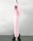 Mauris Sleeveless Faux Fur Midi Dress In Pink