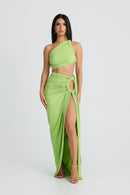 Labelle Slanted Shoulder Halter Set In Green