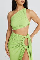 Labelle Slanted Shoulder Halter Set In Green
