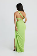 Labelle Slanted Shoulder Halter Set In Green